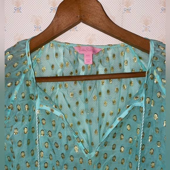 Lilly Pulitzer Rila Top Teal Gold Tassel - Picture 6 of 11
